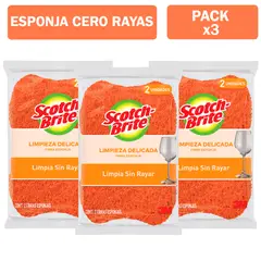 SCOTCH BRITE - Pack X3 Esponja Scotch Brite Cero Rayas Cocina X2
