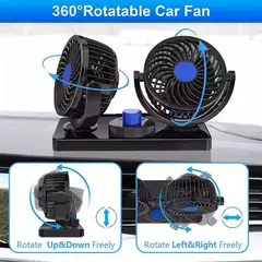GENERICO - Mini Ventilador Para Auto Doble Cabezal Con Rotación 360°