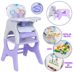 BABY HAPPY - Silla de Comer 6 en 1 Cesta Plato Lego y Pizarra Morado