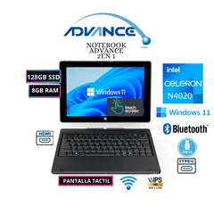 ADVANCE - NOTEBOOK 2 EN 1 CN4058 10.1" CELERON N4020 8GB RAM 128GB PANTALLA TOUCH