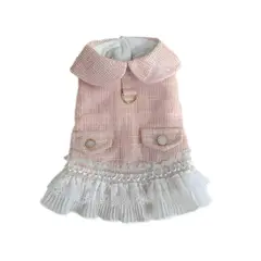 S&T - Ropa Para Perros Vestido Falda Plisada Rosado - Talla L
