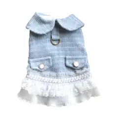 S&T - Ropa Para Perros Vestido Falda Plisada Celeste - Talla L