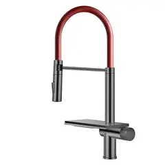 HIGRILL - Grifería multifuncional Deluxe con Cascada y Maguera Flexible Roja