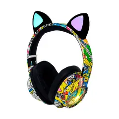 EWTTO - Audífonos Bluetooth Orejas de Gato Diseño Urbano y Luz Led