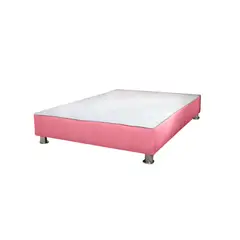 MUEBLES MACRUMO - Box Tarima reforzado y acolchado 1.5 Plazas - Rosado / Patas Instaladas