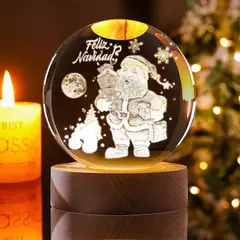 GENERICO - ESFERA DE CRISTAL LÁMPARA ADORNO PAPA NOEL FELIZ NAVIDAD LED 3D