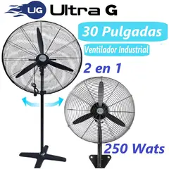 GENERICO - Ventilador Ultra G 30" Pulgadas Industrial 2en1 Pared y Piso 250 Wats