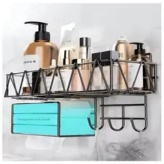 MINARI - Estante Organizador de Metal para Baño Elegante Negro 55C