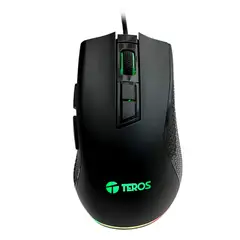 TEROS - Mouse gamer TE-1211G, 7 botones, RGB, negro
