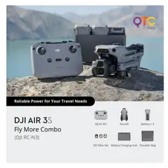 DJI - Drone Air 3S Fly More Combo con RC 2, Cámara 4K HDR Dual, 3 Ejes y 3 Baterías