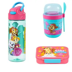SCOOL - Pack x3 - Botella Push - Yogurera - Taper Bento - Paw Patrol Niña