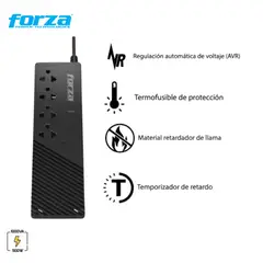 FORZA POWER TECHNOLOGIES - Estabilizador de voltaje 1012 de 04 tomas 1000VA/500W - Forza