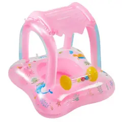 GRAVITAL - Asiento Flotador Inflable Con Techo Para Bebés Rosado
