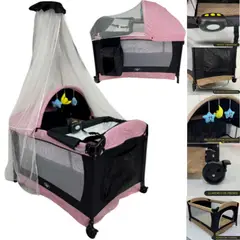 STOKKER BABY - Cuna Corral para bebe con Mecedora y Vibrador PRAGA ROSADO