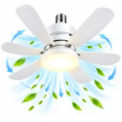 INSPIRA MARKET - Foco Ventilador de Techo de 6 Aspas con Luz LED Regulable de 30 W