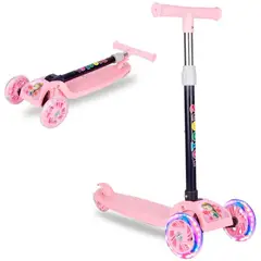 GENERICO - Scooter plegable para niños ajustable con luces - Rosa