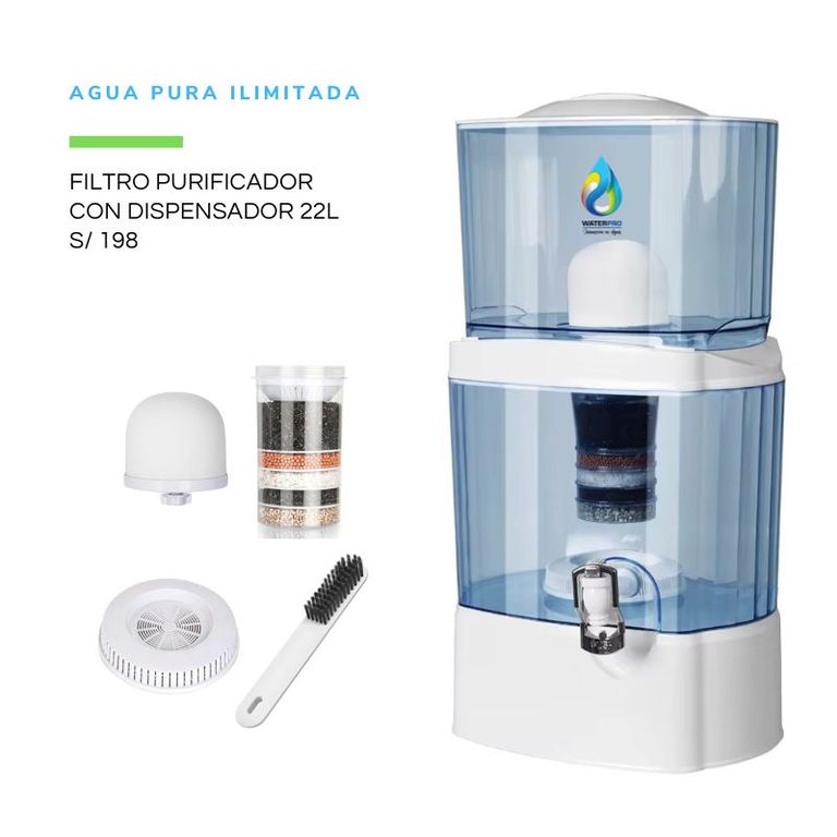 Filtro purificador de agua con dispensador 22L WaterPro