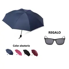 GENERICO - Paraguas Plegable Sombrilla de Mano Color Aleatorio + Lentes