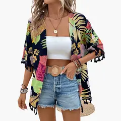 KAST PE - Kimono Corto de Verano Havanna Multicolor - Talla M