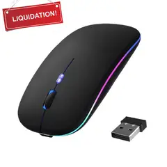 GENERICO - Mouse Inalámbrico Recargable Luces RGB USB Negro