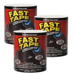 GENERICO - Pack x3 Flex Tape Cinta Negra impermeable de goma