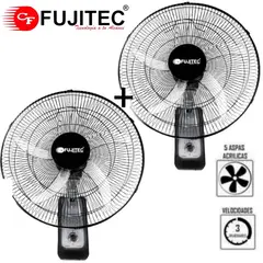 FUJITEC - PACK de 2 Ventilador de pared 16" de 5 Aspas 55W NEGRO