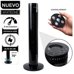 WHITELINE - Ventilador de Torre Silencioso YF-T03214 3V 45W Control Remoto