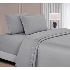 CASATEX - Juego De Sábanas 100% algodón 3000 Hilos 1.5 Plaza - Plomo Plata