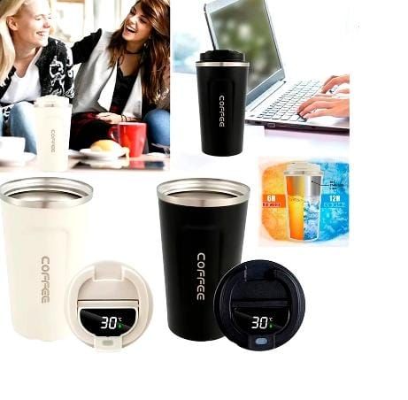 PACK 2 VASOS TERMO DE INTELIGENTE CONSENSOR DE TENPERATURA NEGRO