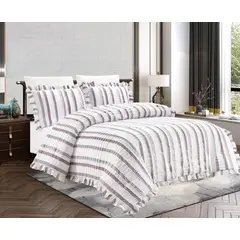 GENERICO - JUEGO DE CAMA UVA 7 PIEZAS CON BLONDAS 2 PLAZAS - HAIRIFON TEX