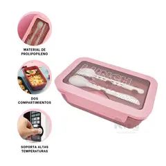 RYBIU IMPORT - Envase Guardatodo de Color Rosado Y+Banderitas Adhesivas