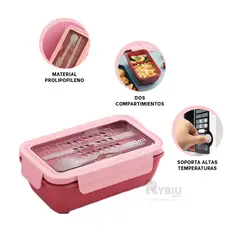 RYBIU IMPORT - Recipiente con Cubiertos para Comida Rosado Y+Gift Stickers