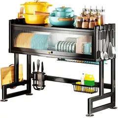 GENERICO - Rack Escurridor con tapa Acrílica para platos Almacenamiento vajillas