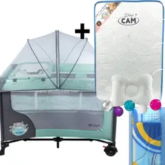 EBABY - Cuna Corral con Cambiador Happy Dream + Colchón para cuna
