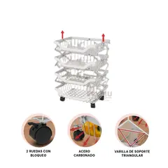 RYBIU IMPORT - Estante Moderno de 4 Pisos Blanco Y+Banderitas Adhesivas
