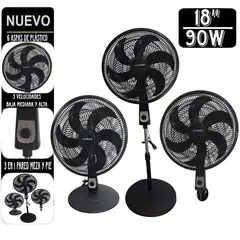 UG ULTRA G - PACK de 2 Ventilador 3 en 1 Silencioso de 18"pulgadas NEGRO