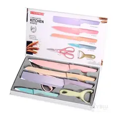 RYBIU IMPORT - Set de 6 Cuchillo Utiles Multicolor Y+Papel de Regalo