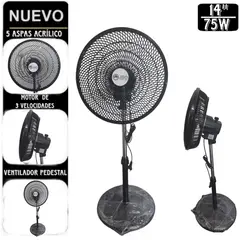 GENERICO - Ventilador pedestal de 5 Aspas de 14" NEGRO 75W