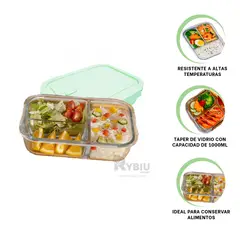 RYBIU IMPORT - Envase Apto para Alimentos Tono Verde Y+Post-it Adhesivos