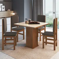 2020 HOME PERU - Juego de Comedor 090X090 CanelaOff Withe 4 Sillas