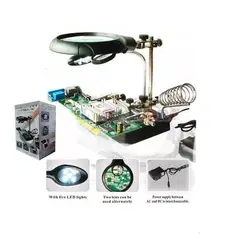 GENERICO - Base Soldar Con Luz Lupa Caimanes Pinzas Soporte Para Cautin