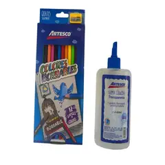 ARTESCO - Pack de Colores Borrables con Goma liquida Escolar