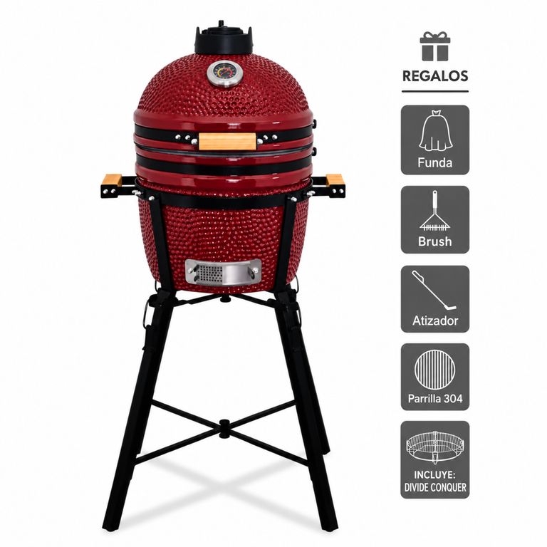 Kamado Granada 15 Rojo + 3 accesorios