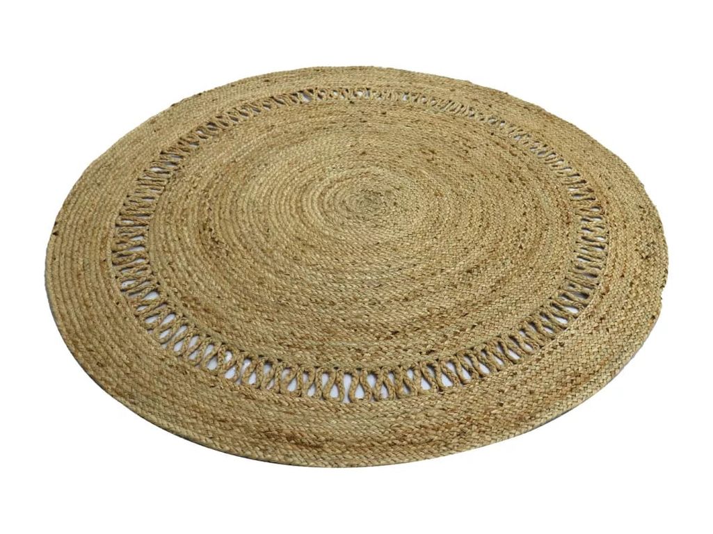 Alfombra Redonda de Yute Tejida a Mano con Diseño Reversible 90 cm