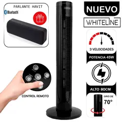 WHITELINE - Ventilador de Torre con Control 45 Watts +Parlante