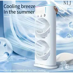 GENERICO - VENTILADOR DOBLE 3 VELOCIDADES AIRE FRIO Y HUMIDIFICADOR CON CONTROL REMOTO