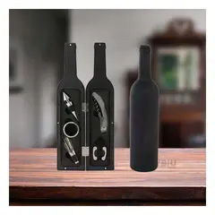 RYBIU IMPORT - Kit Sofisticado para Abrir Botellas en Negro Y+Gift Stickers