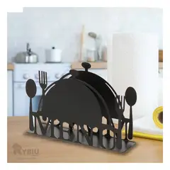RYBIU IMPORT - Servilletero Practico para Cocina de Negro Y+Papel de Regalo