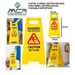 GENERICO - CARTEL O SEÑAL DE PISO MOJADO O SEÑAL DE PRECAUCION PLEGABLE x12UND