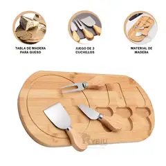 RYBIU IMPORT - Set Util para Quesos y Embutidos de Madera Y+Gift MiniAgenda